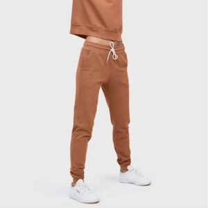 Mate the Label Organic Terry Cotton Classic Drawstring Joggers Women's Sz M Dune
